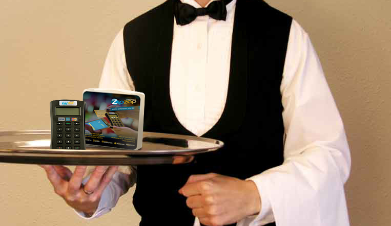 a-waiter-hospitality-with-a-mpos-device-on-a-tray