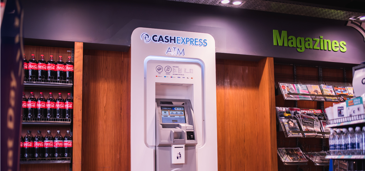 In-store Cash Express ATM next to the Magazine section